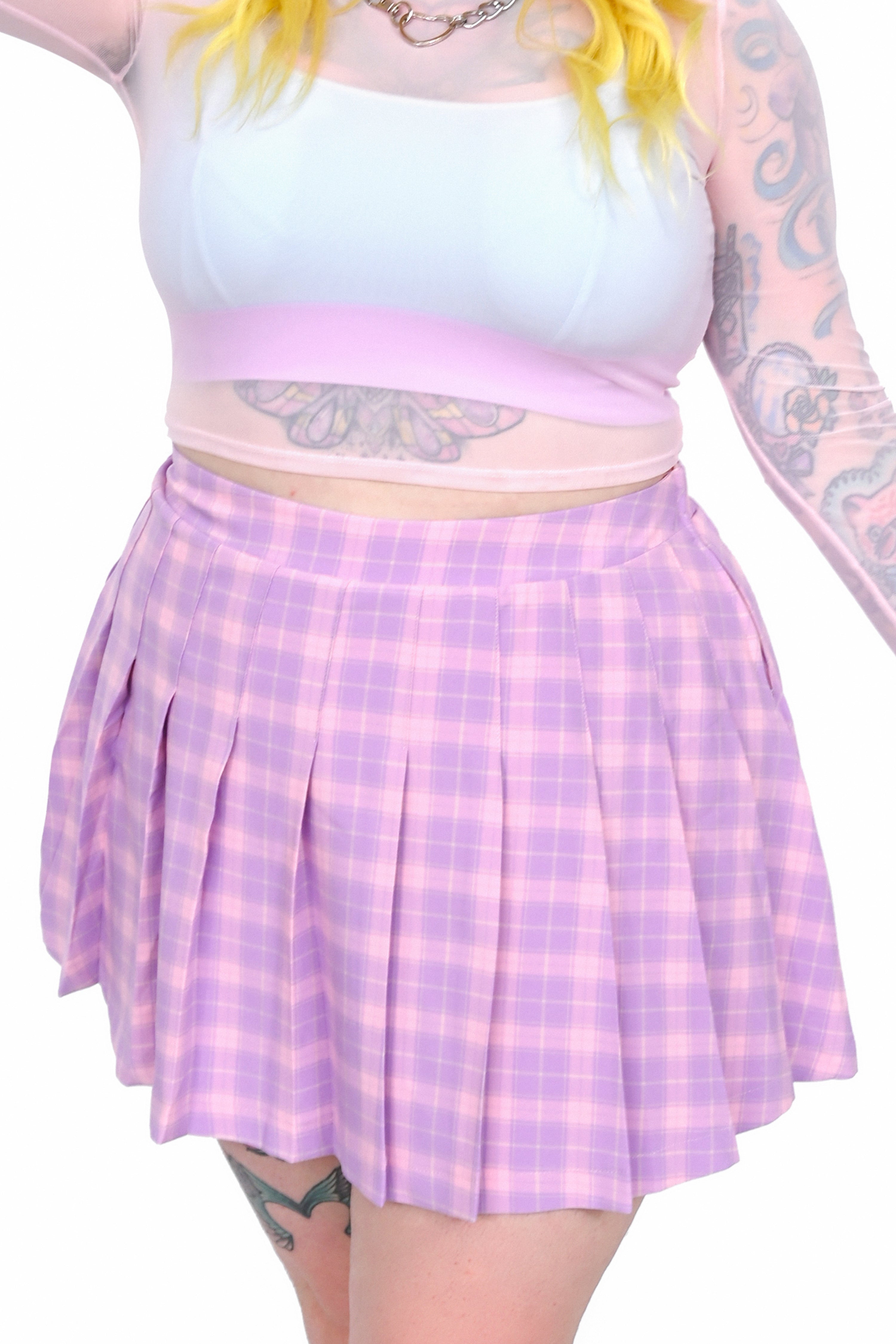 Claire Pleated Skirt - Pastel Plaid