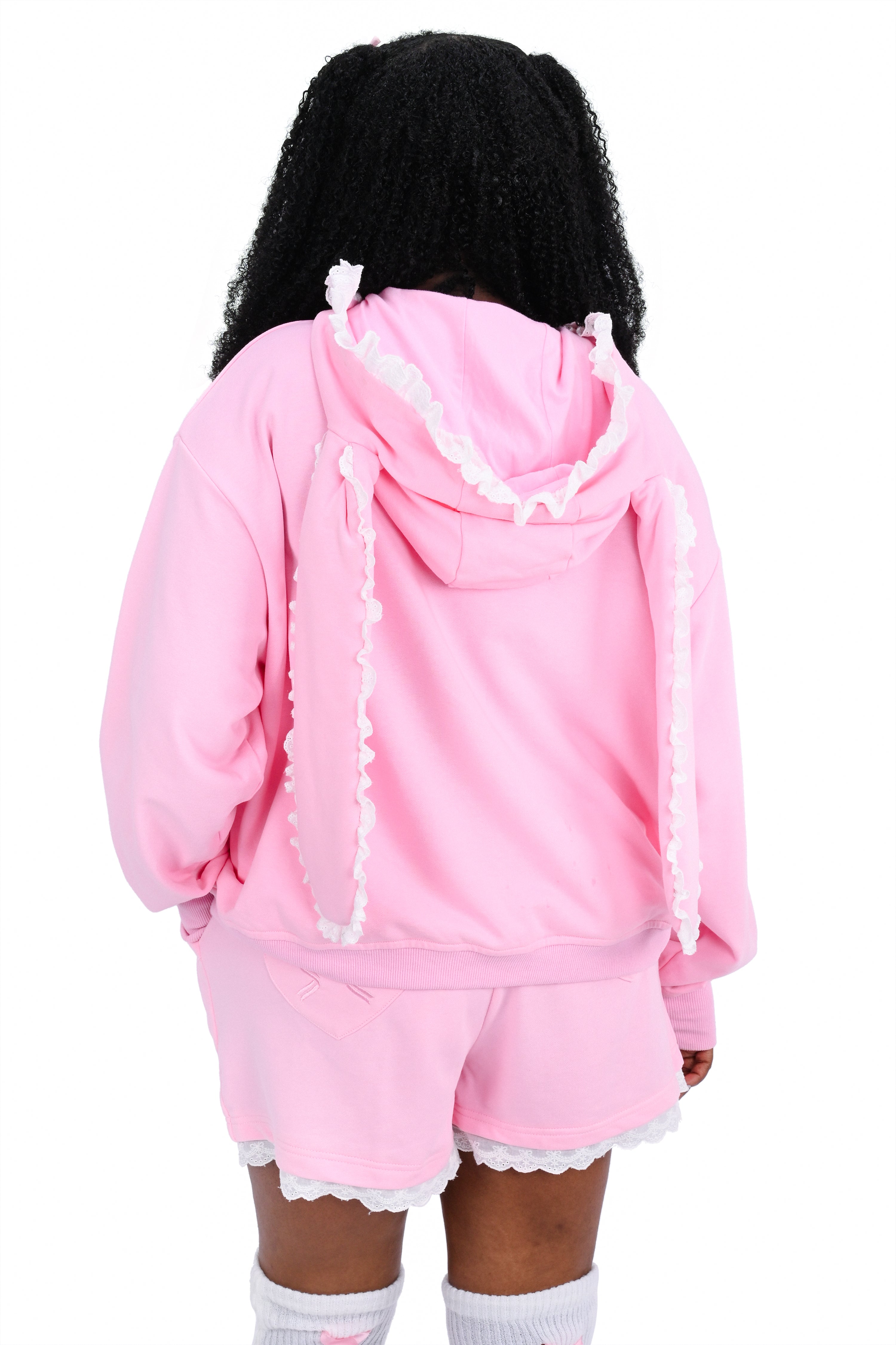 Clover Bunny Ear Hoodie - Pink