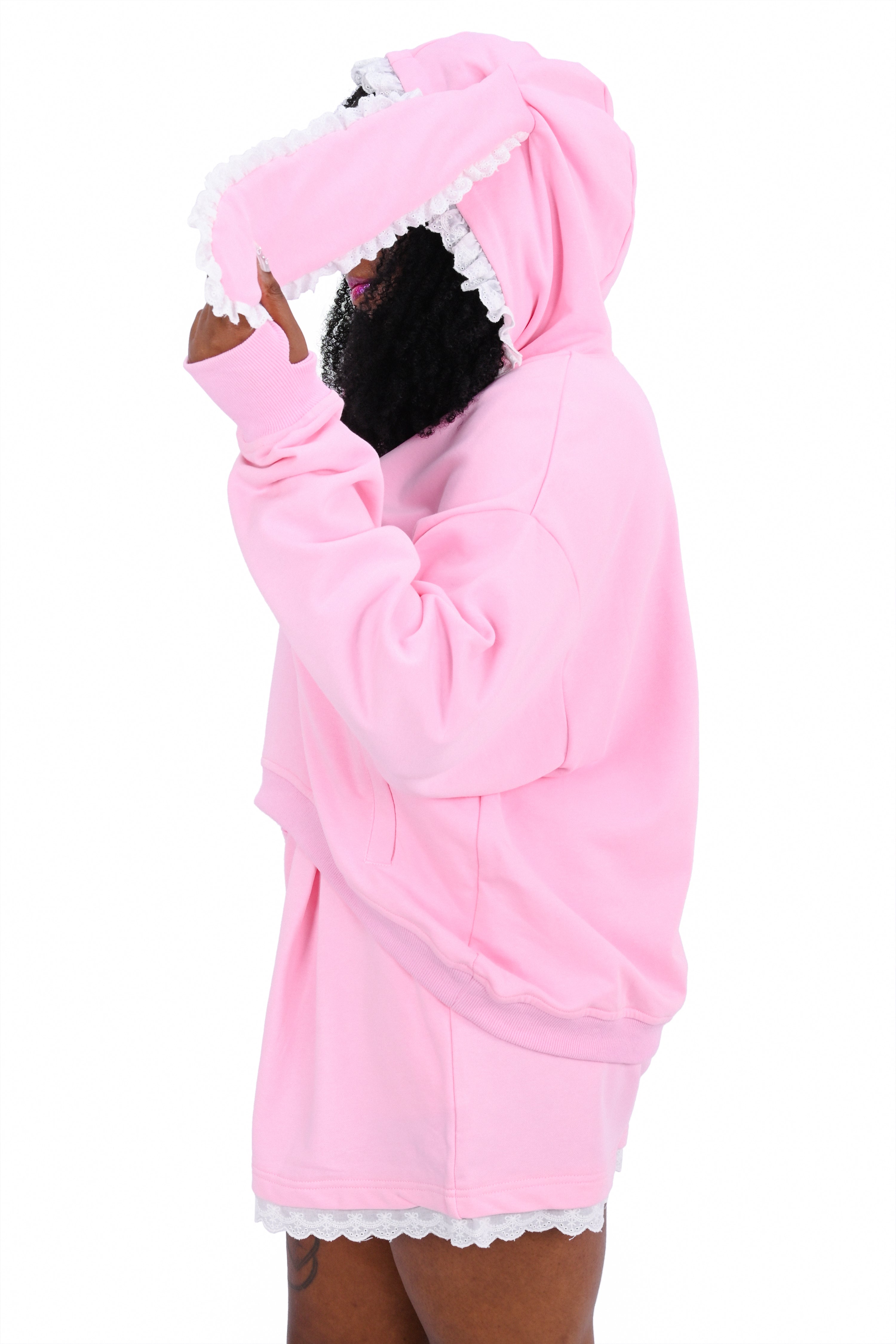 Clover Bunny Ear Hoodie - Pink