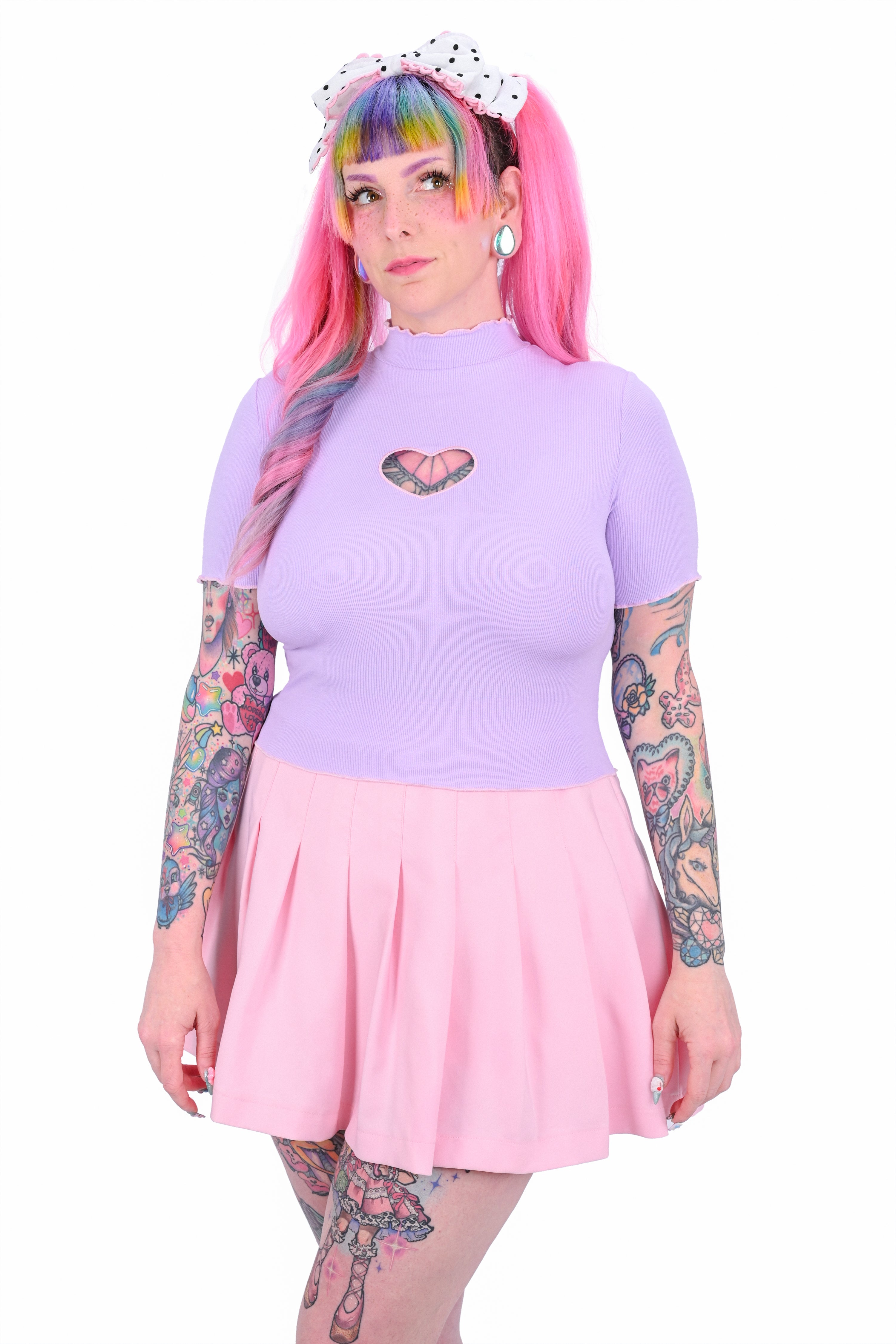 Heart Cut Out Crop Top - Lavender