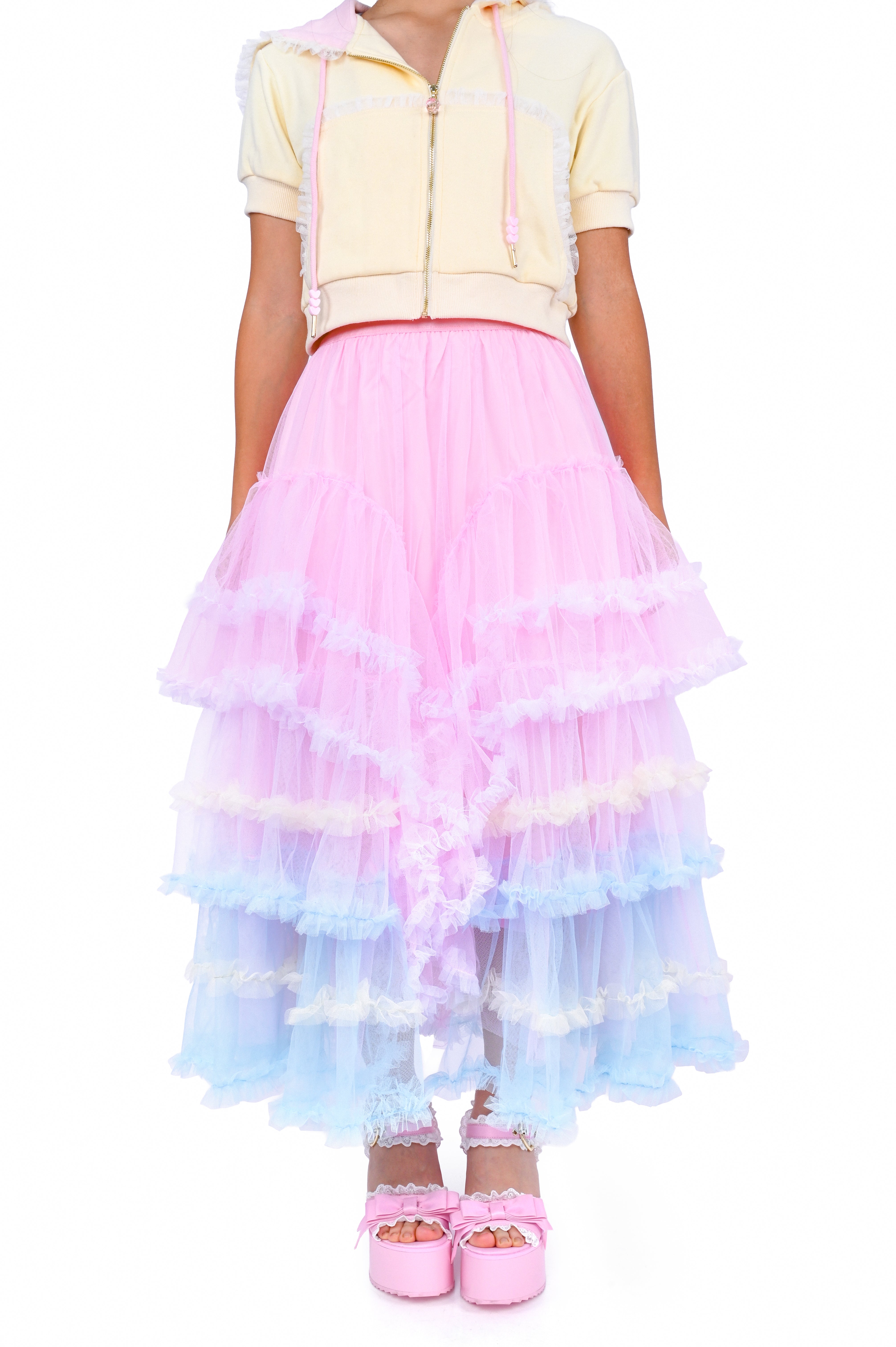 Rainbow Ruffle Maxi Skirt