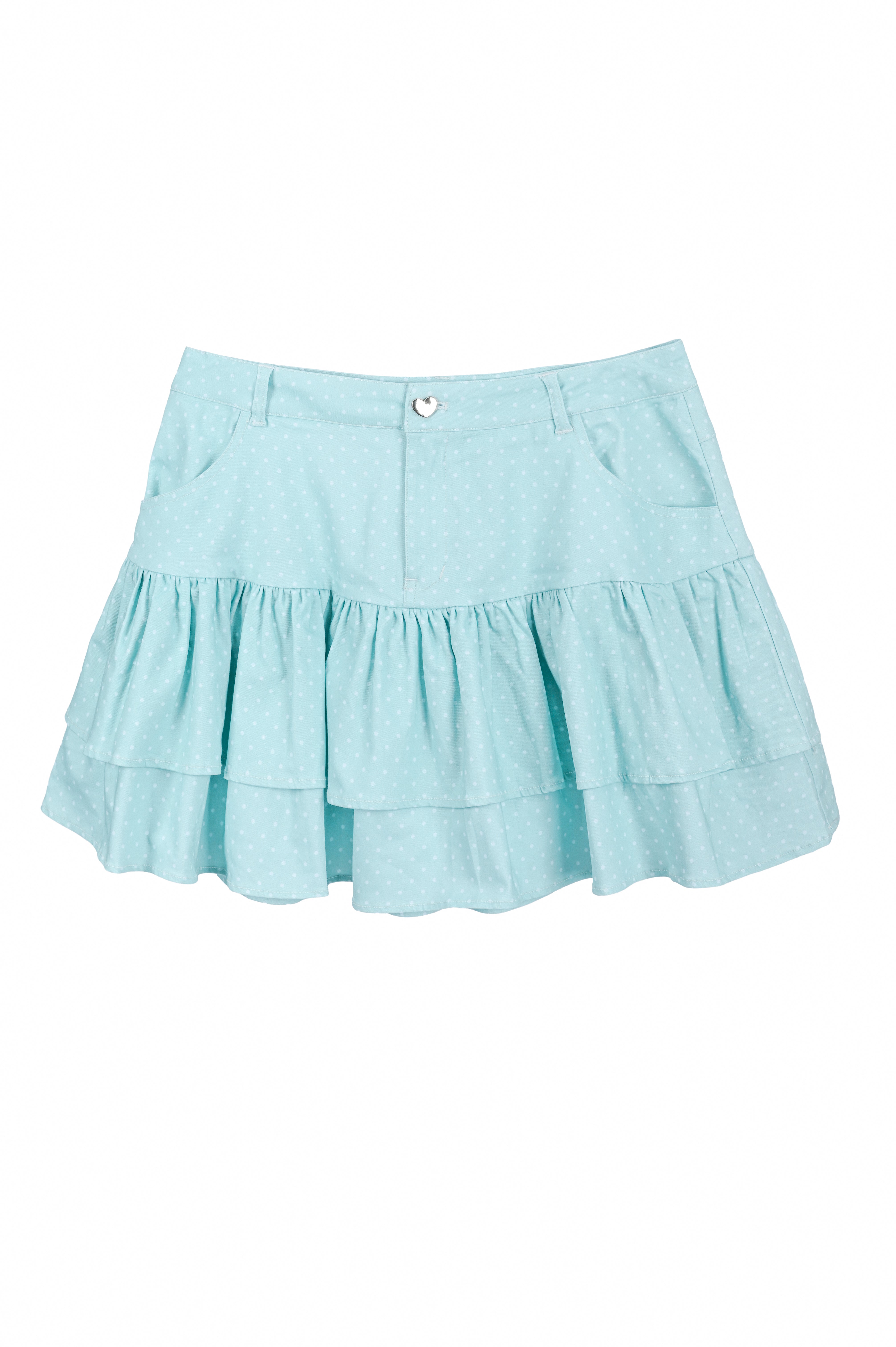 Dreamy Dots Denim Ruffle Skirt - Mint - 2X-5X left!! – My Violet