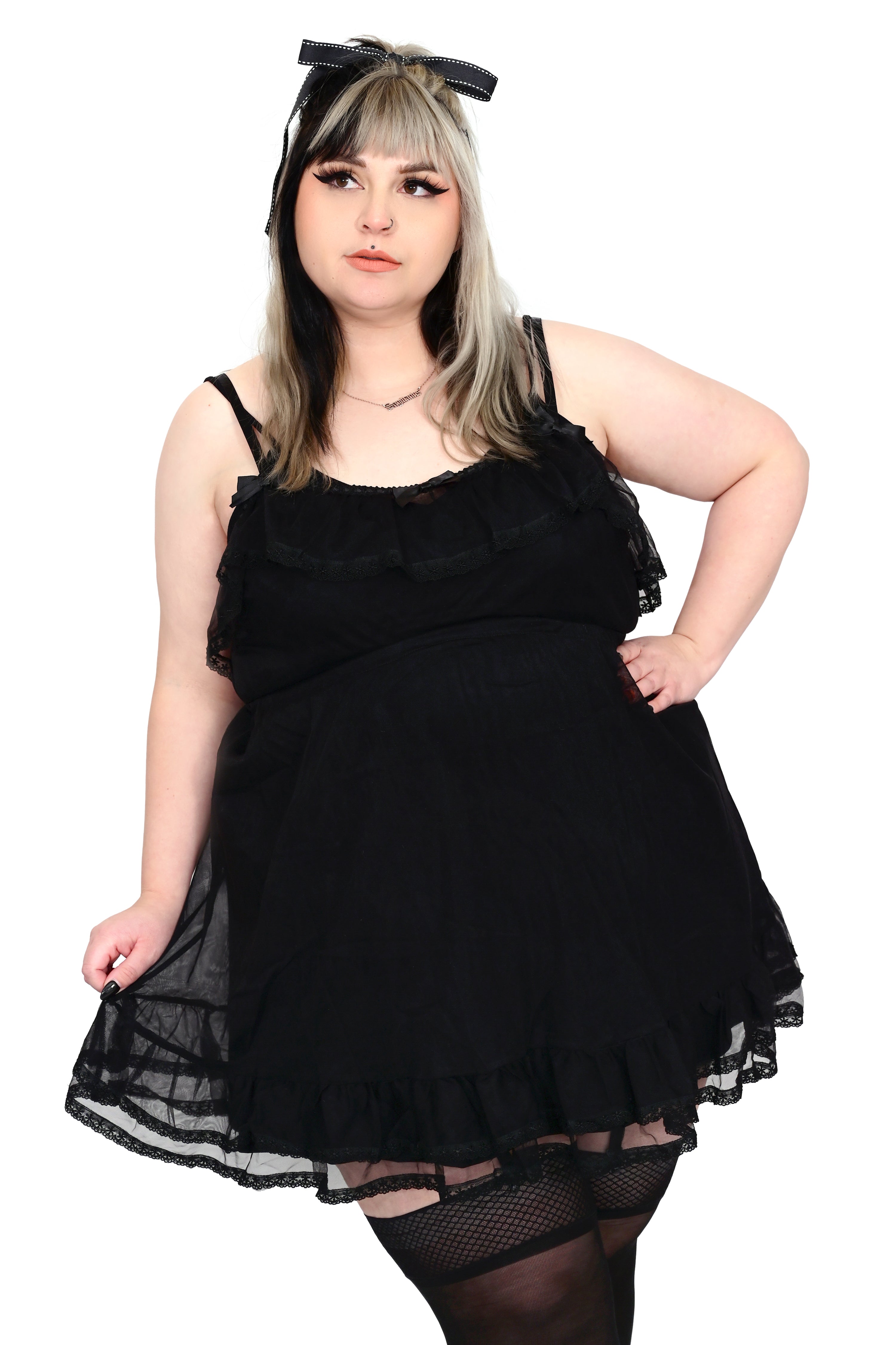 Powder Room Babydoll Dress - Black - Small left!