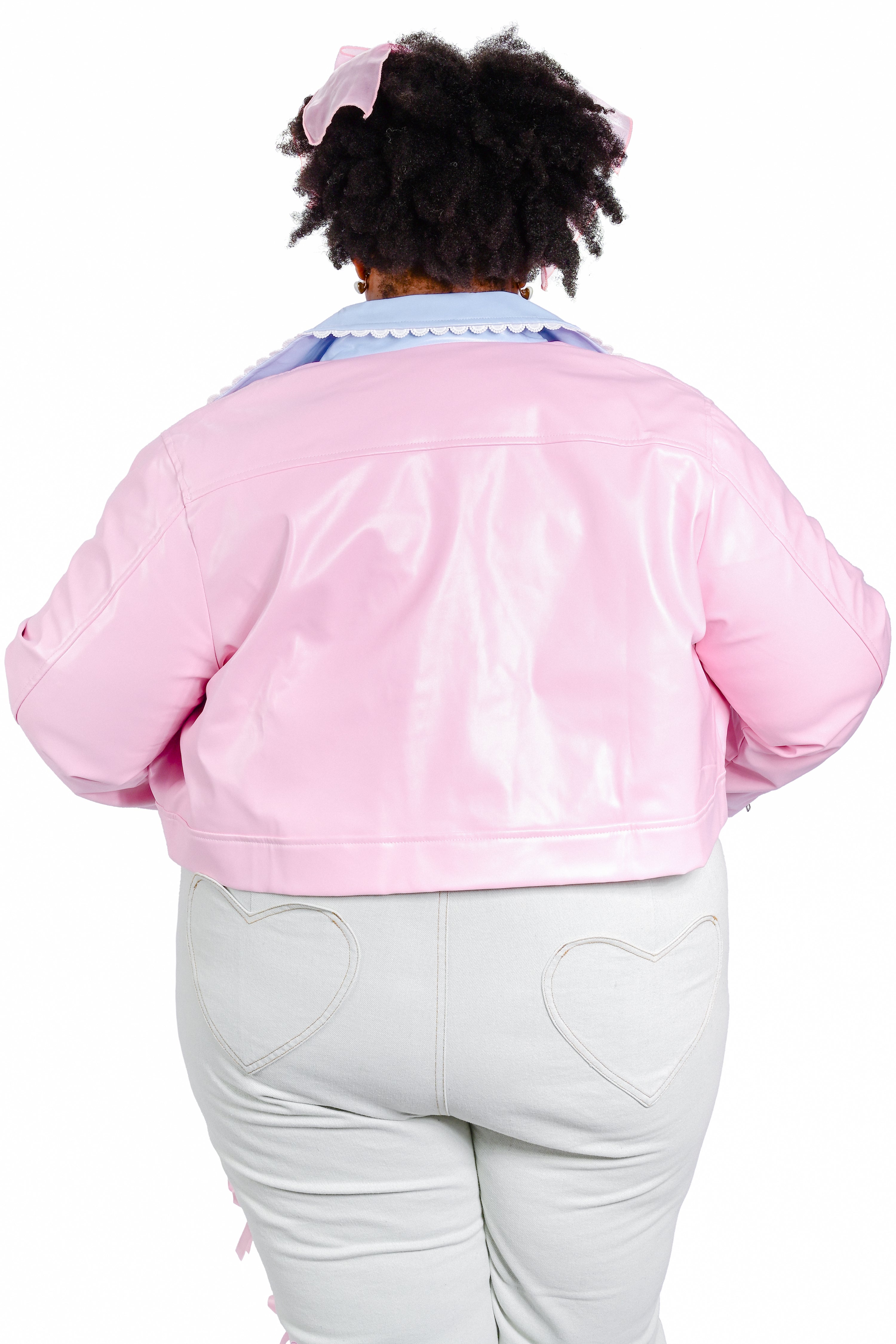 Candy Cruiser Cropped Moto Jacket - Bubblegum