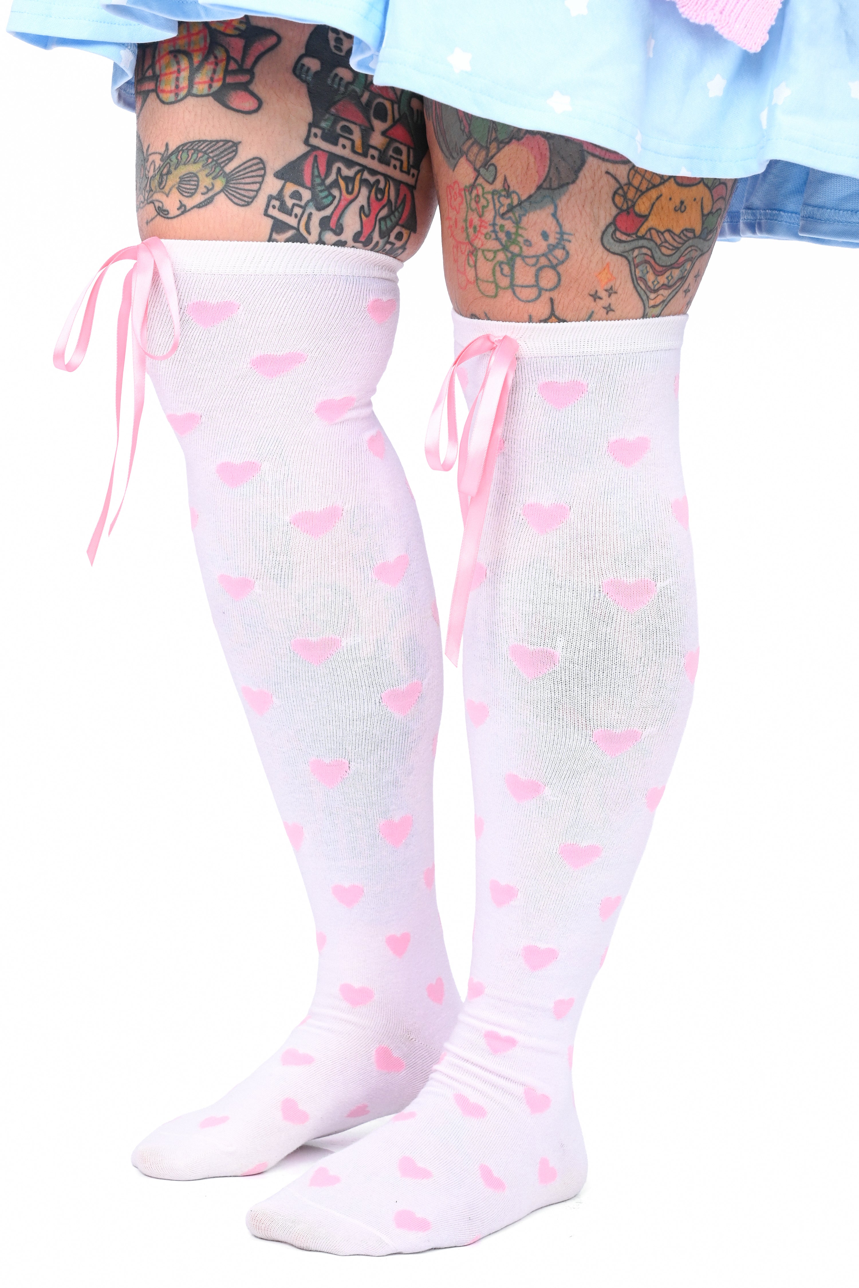 Heavenly Heart Over Knee Socks - Pink