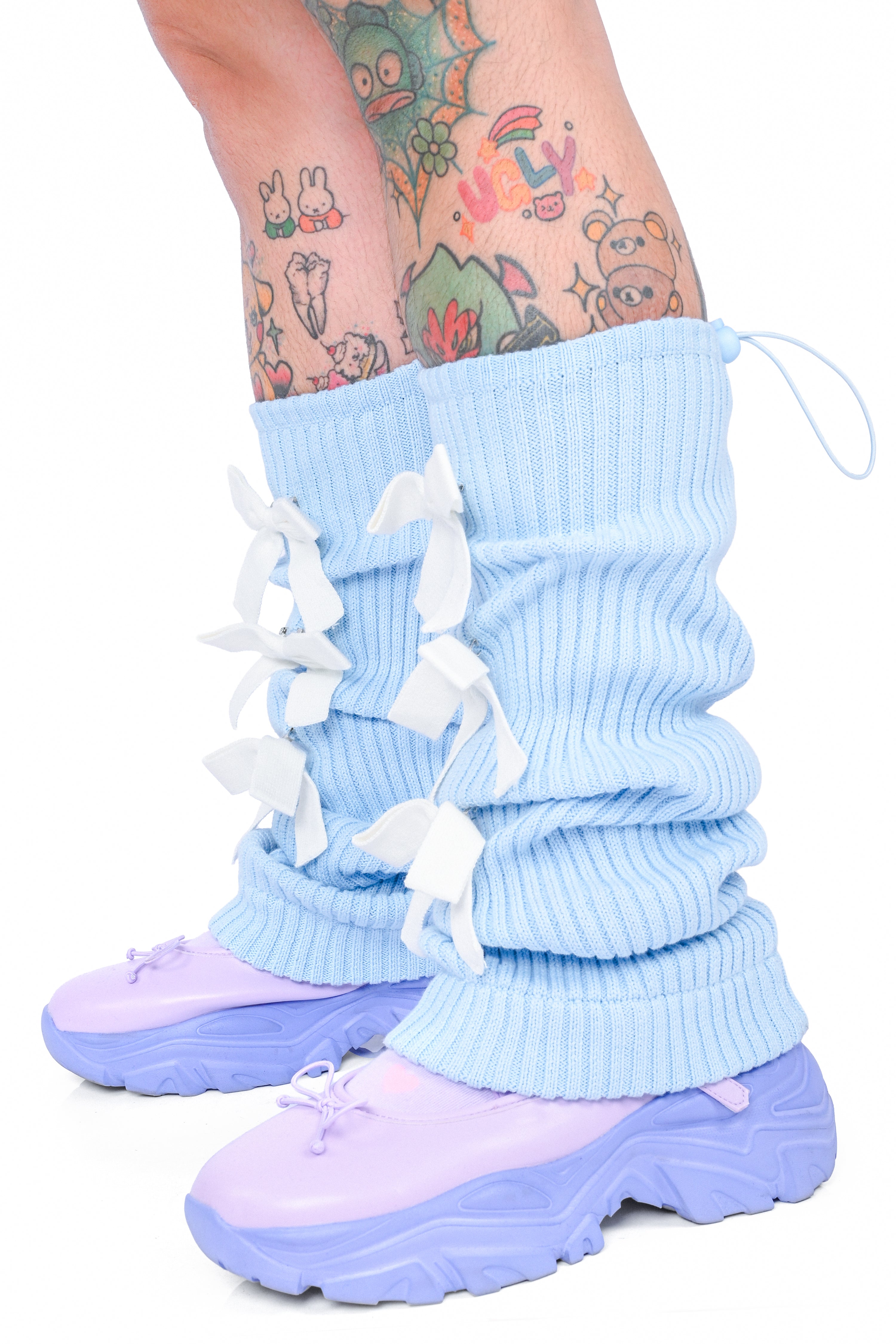 Rogue Ribbon Leg Warmers - Blue/White