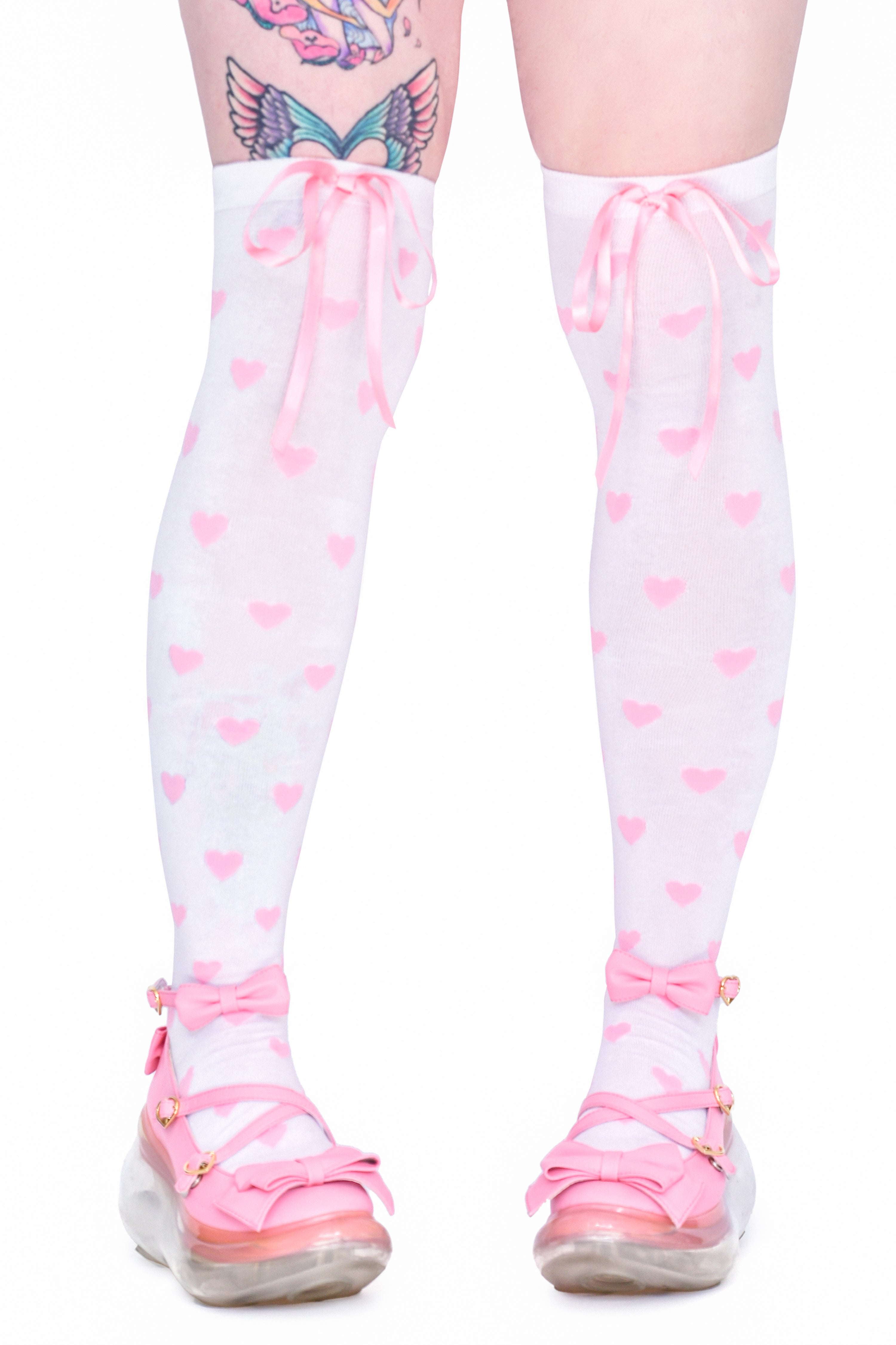 Heavenly Heart Over Knee Socks - Pink -  Sign Up For Restock Notifications!