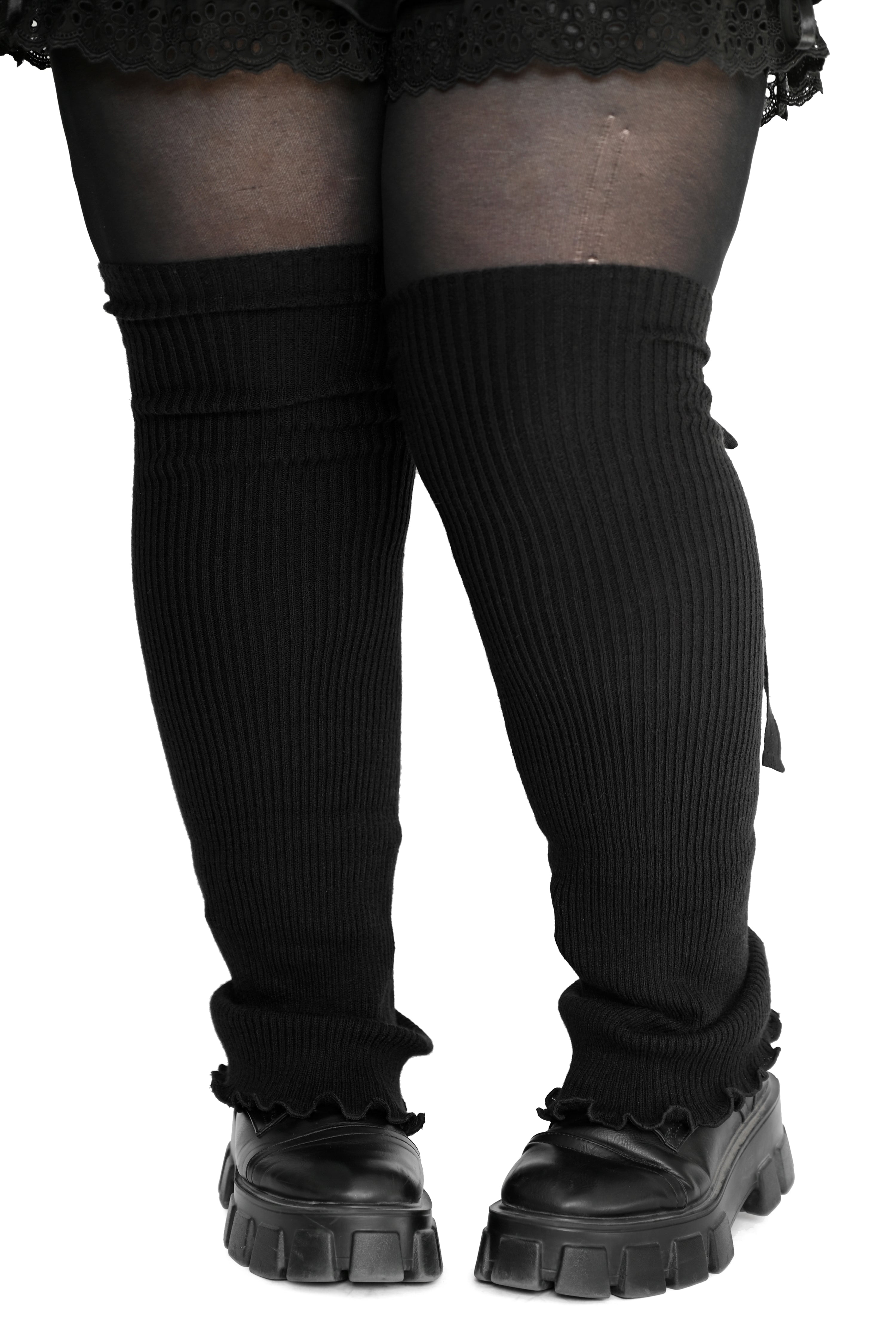 Sugar Ribbon Leg Warmers - Black