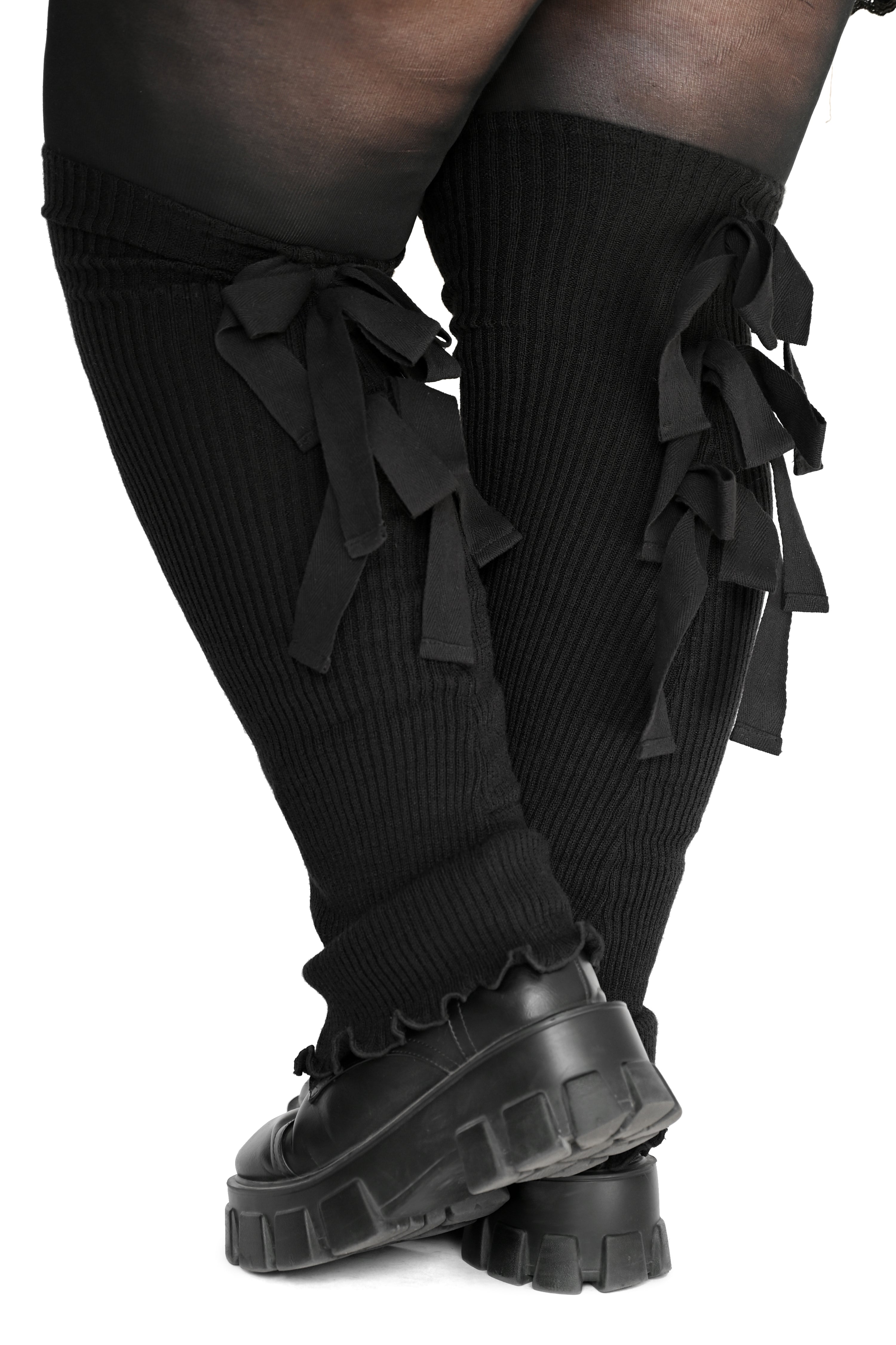 Sugar Ribbon Leg Warmers - Black