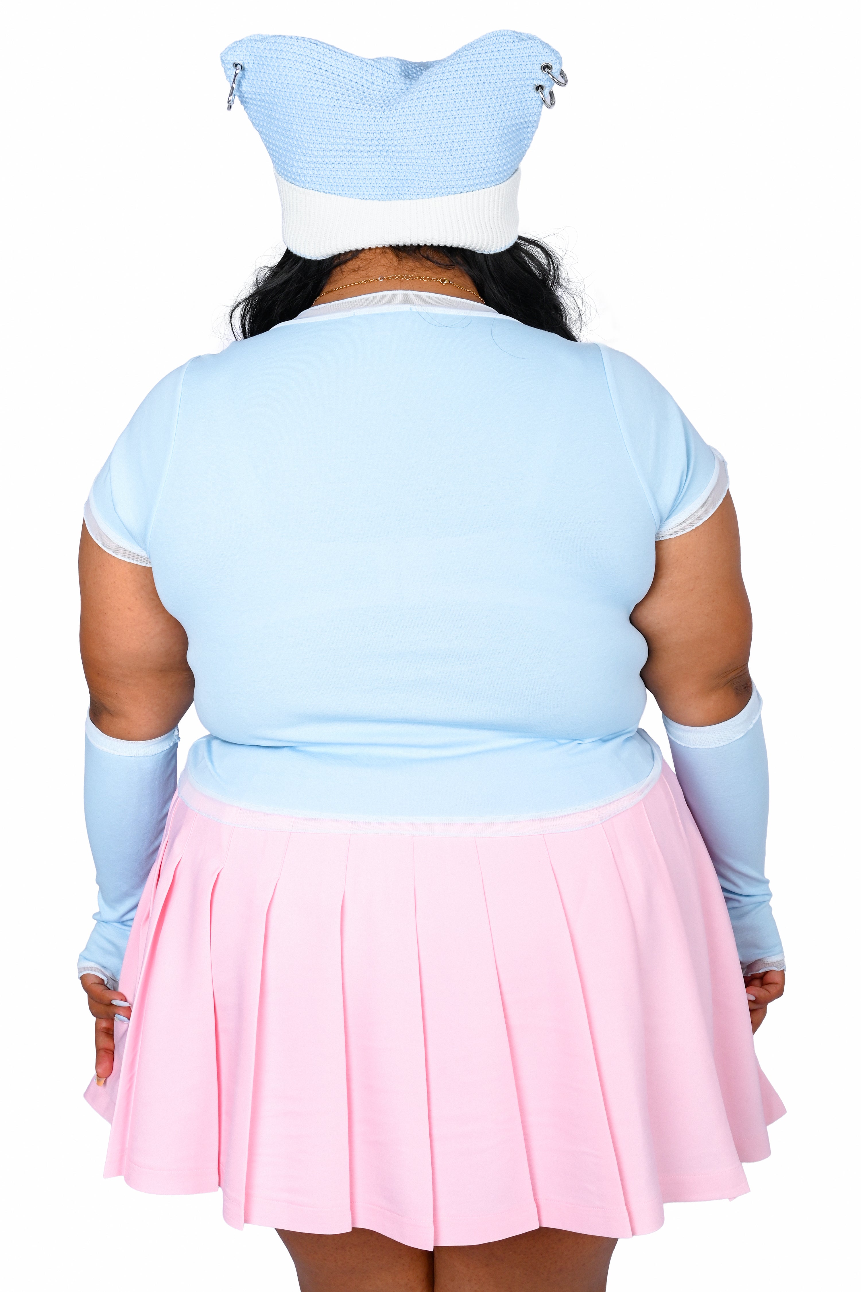 Izzy Armwarmer Crop Top - Blue