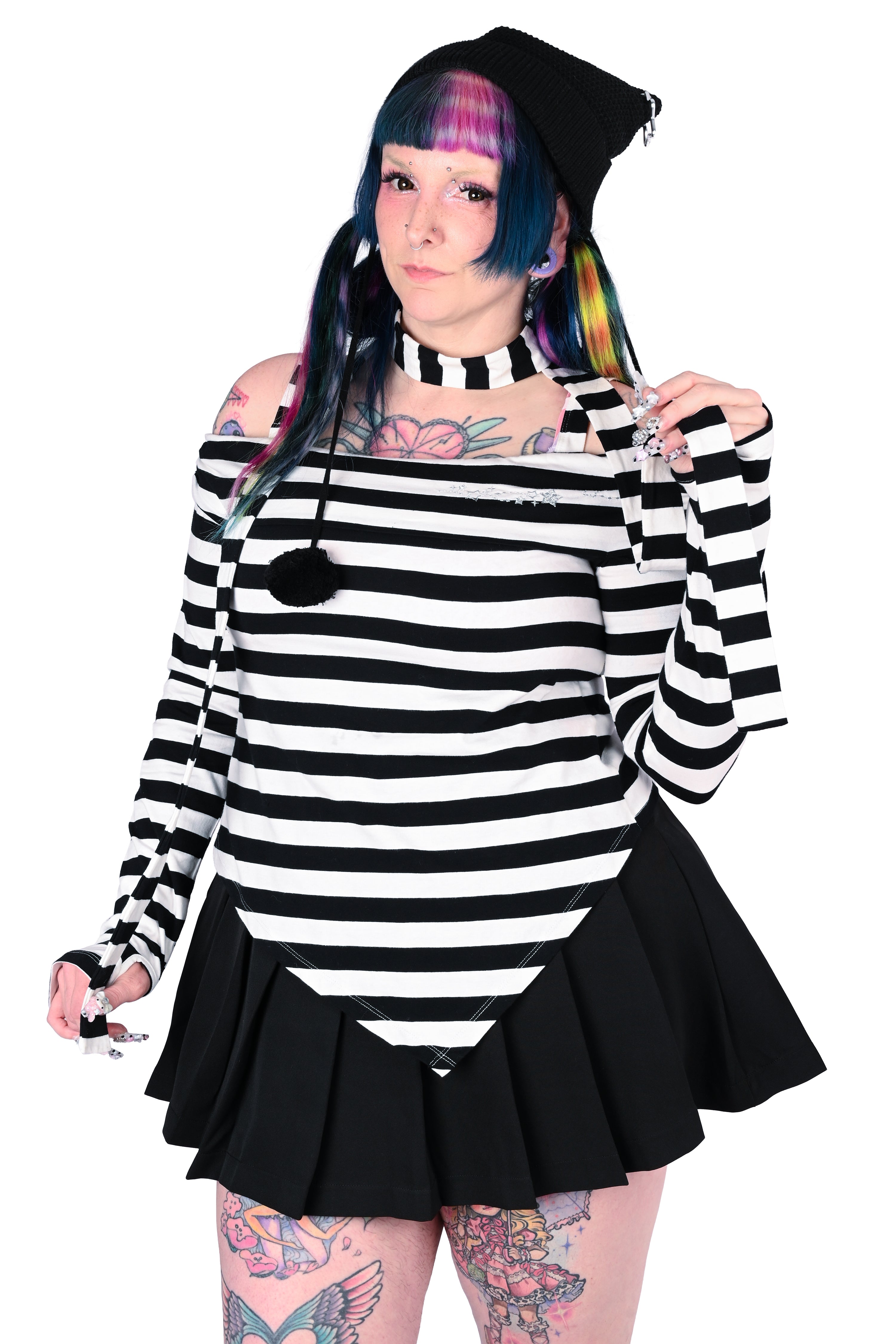 Lina Striped Top - Black/ White My Violet Lina Striped Top - Black/ White My Violet