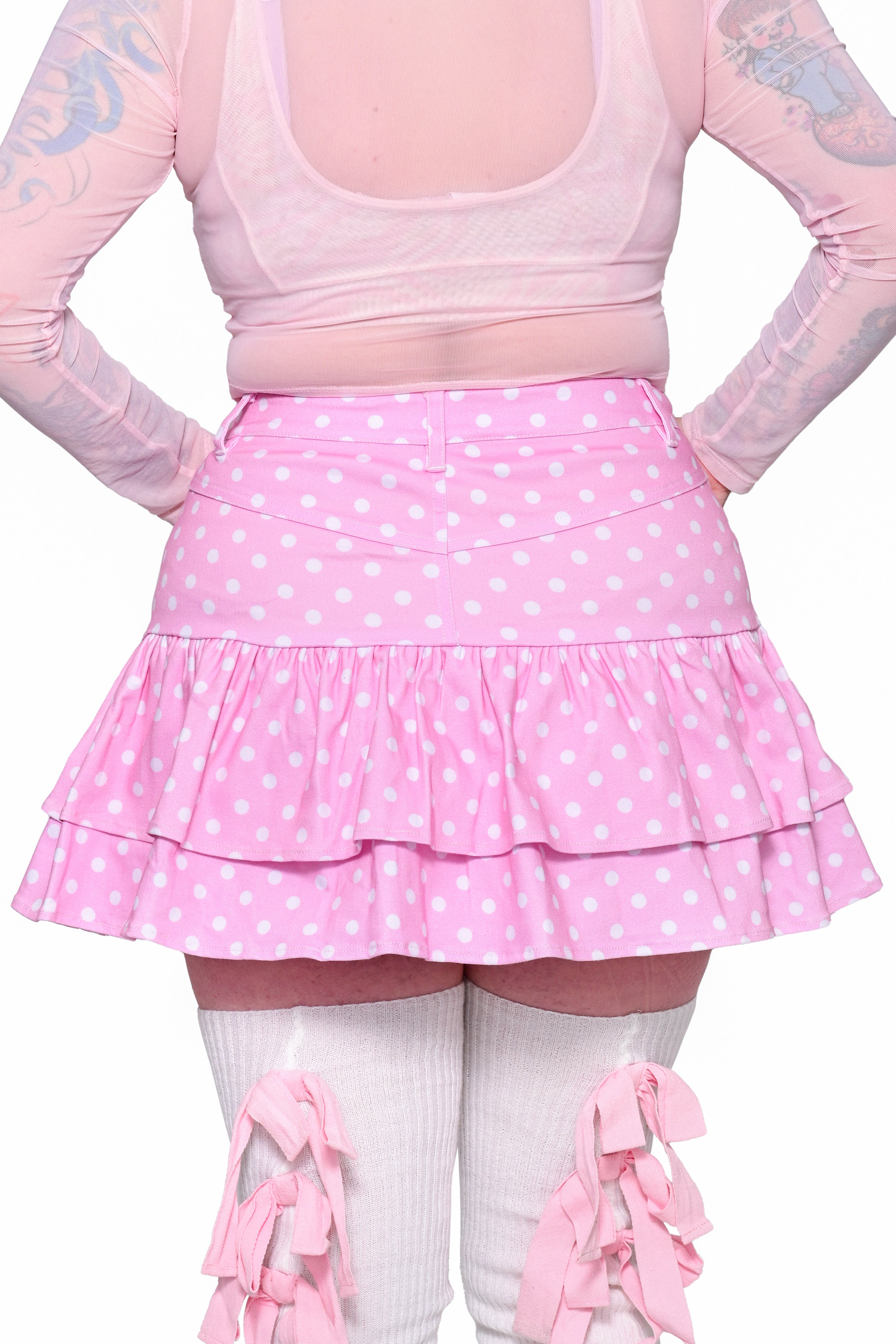Dreamy Dots Denim Ruffle Skirt