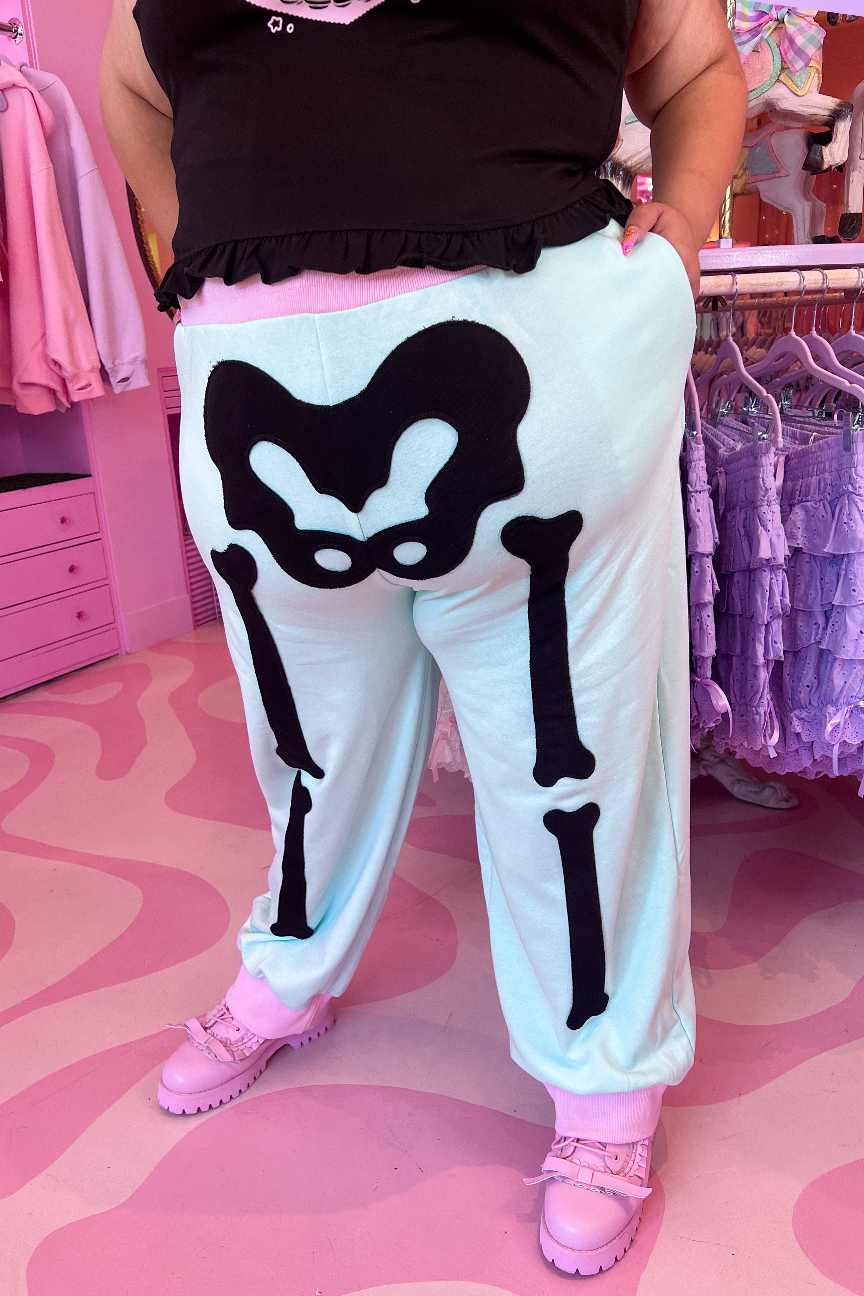 【macra】dirtybox SKELETON SWEAT PANTS Skeleton Joggers – My Violet