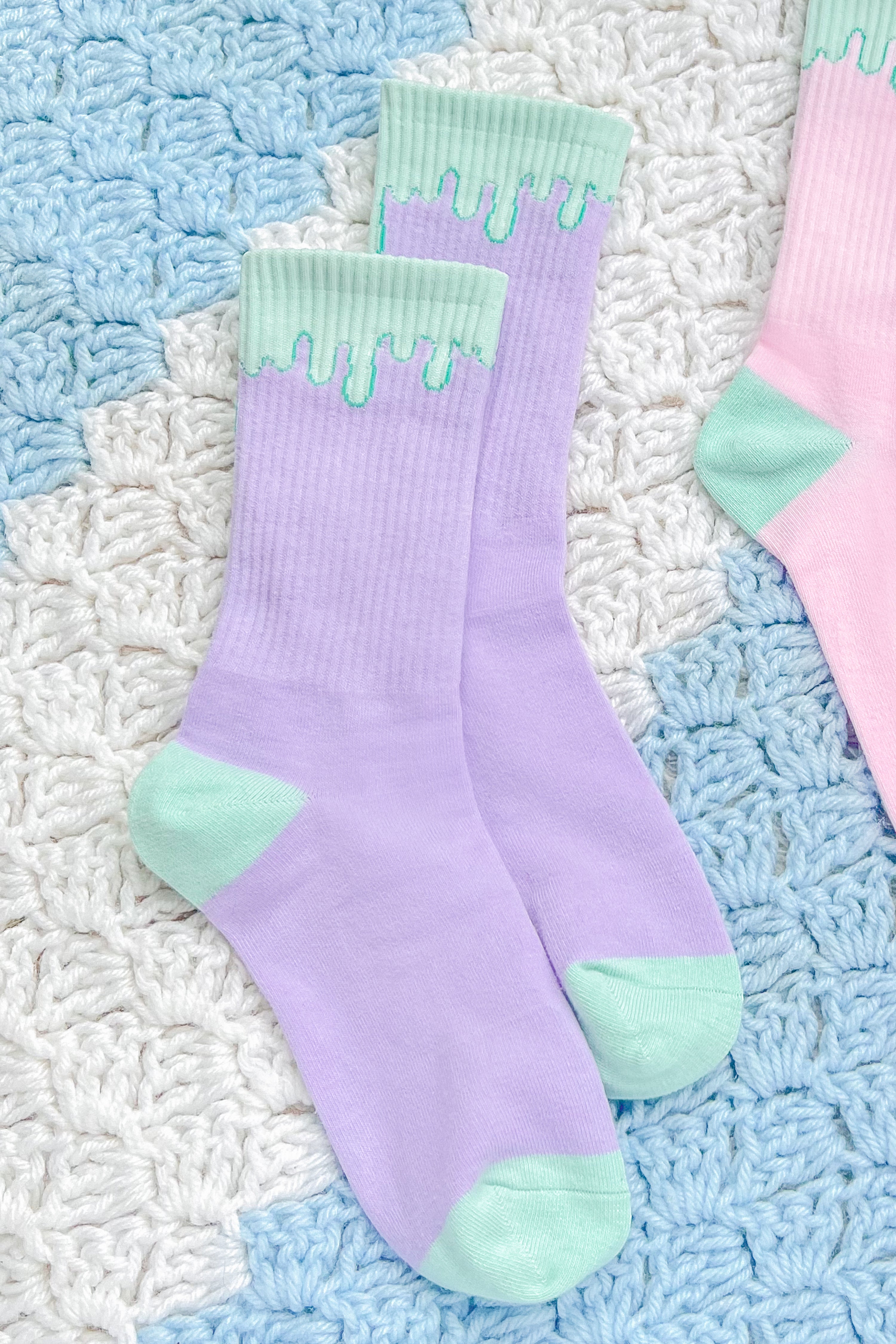 Pastel Slime Socks - Lavender/Mint