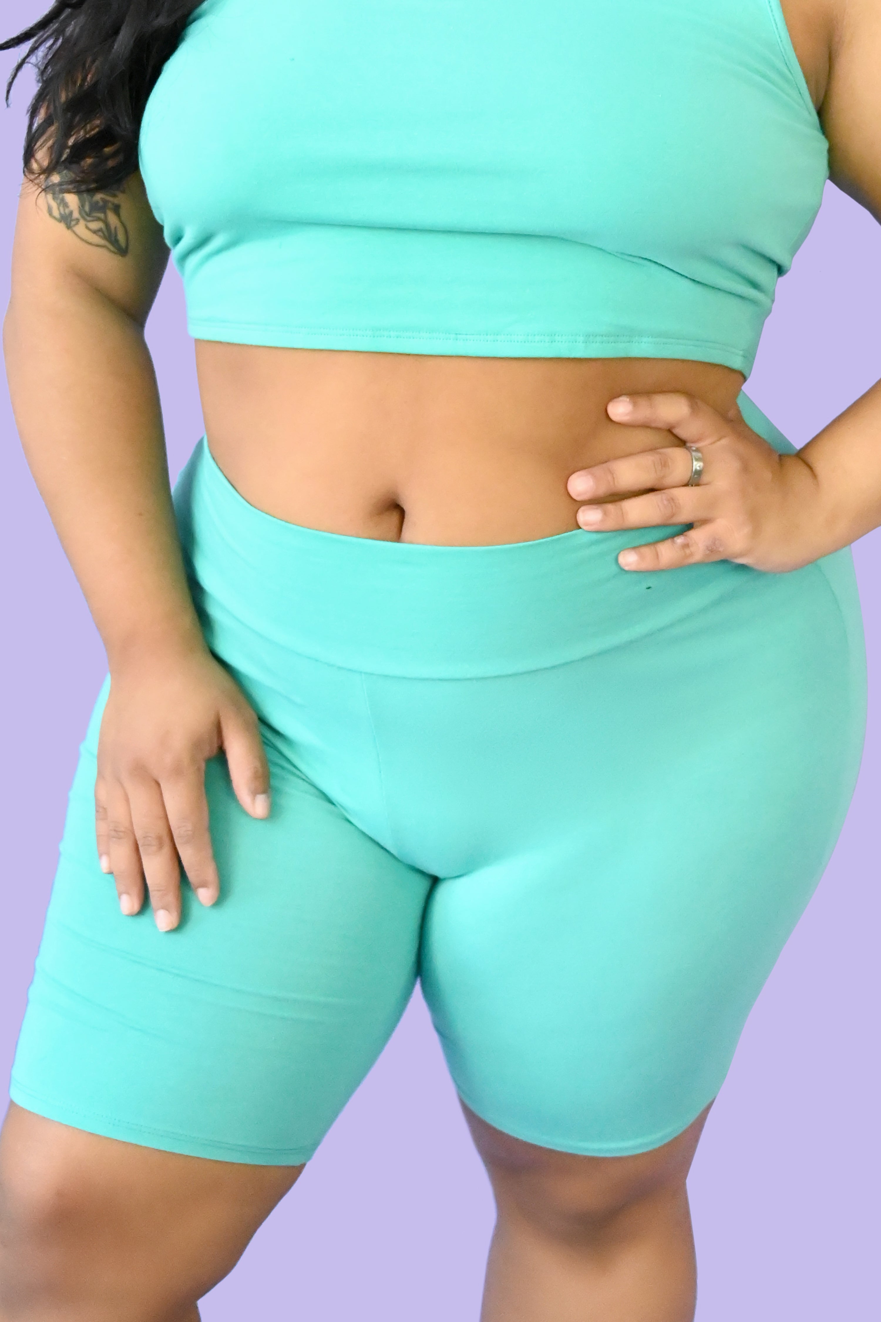 Aqua blue biker shorts plus size