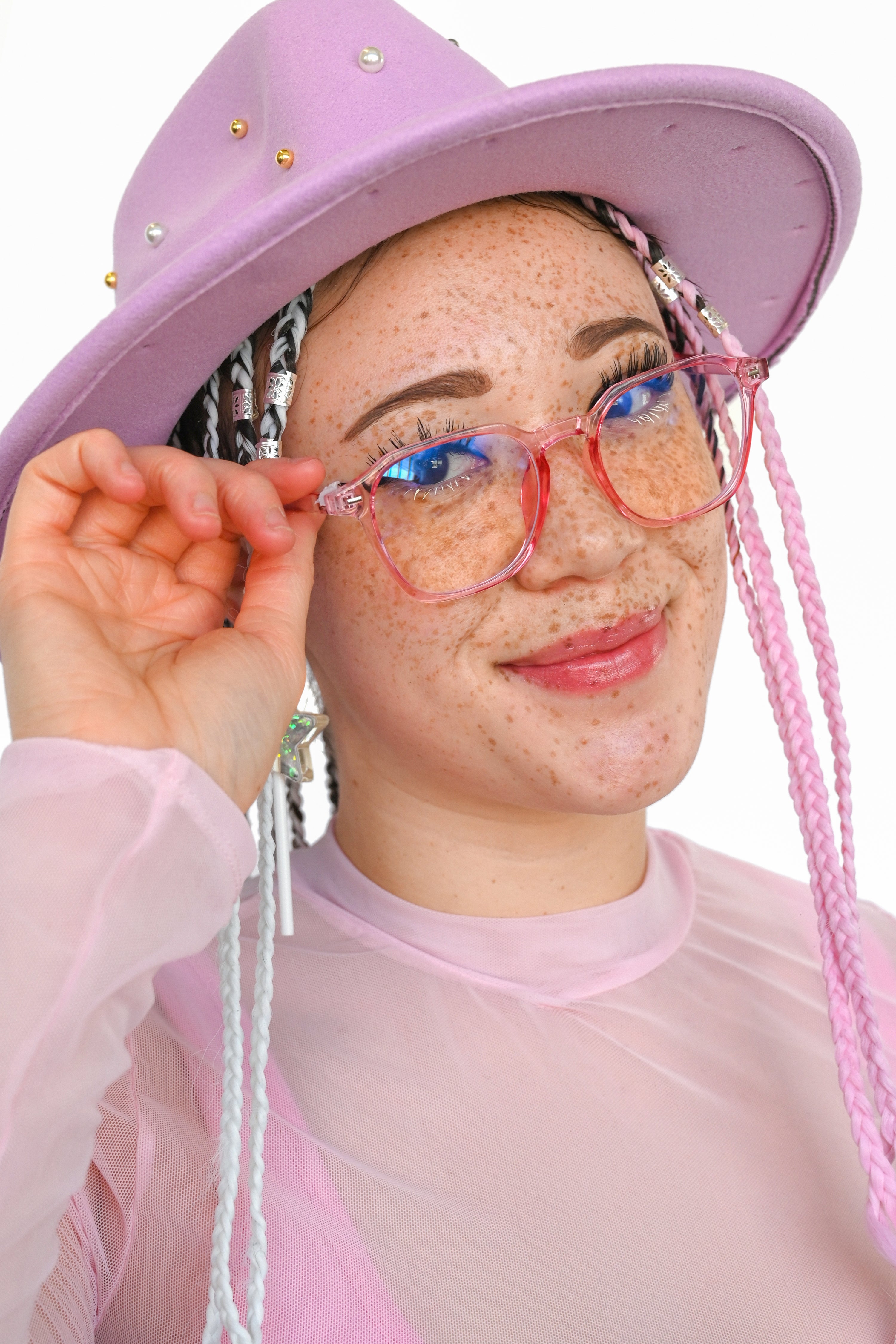 clear pink tint blue light blocking glasses with clear lens