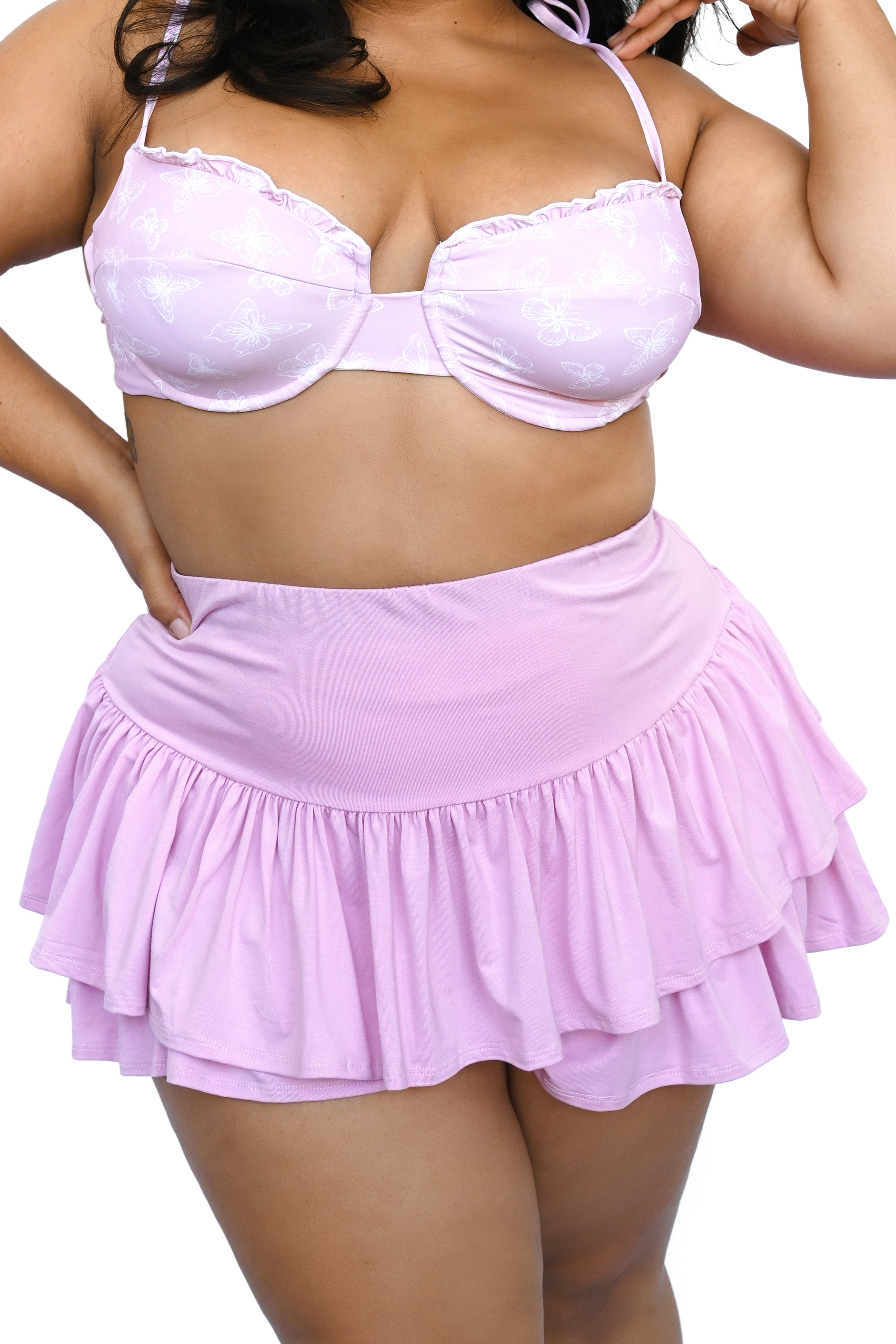 Lilac two tiered ruffle shorts