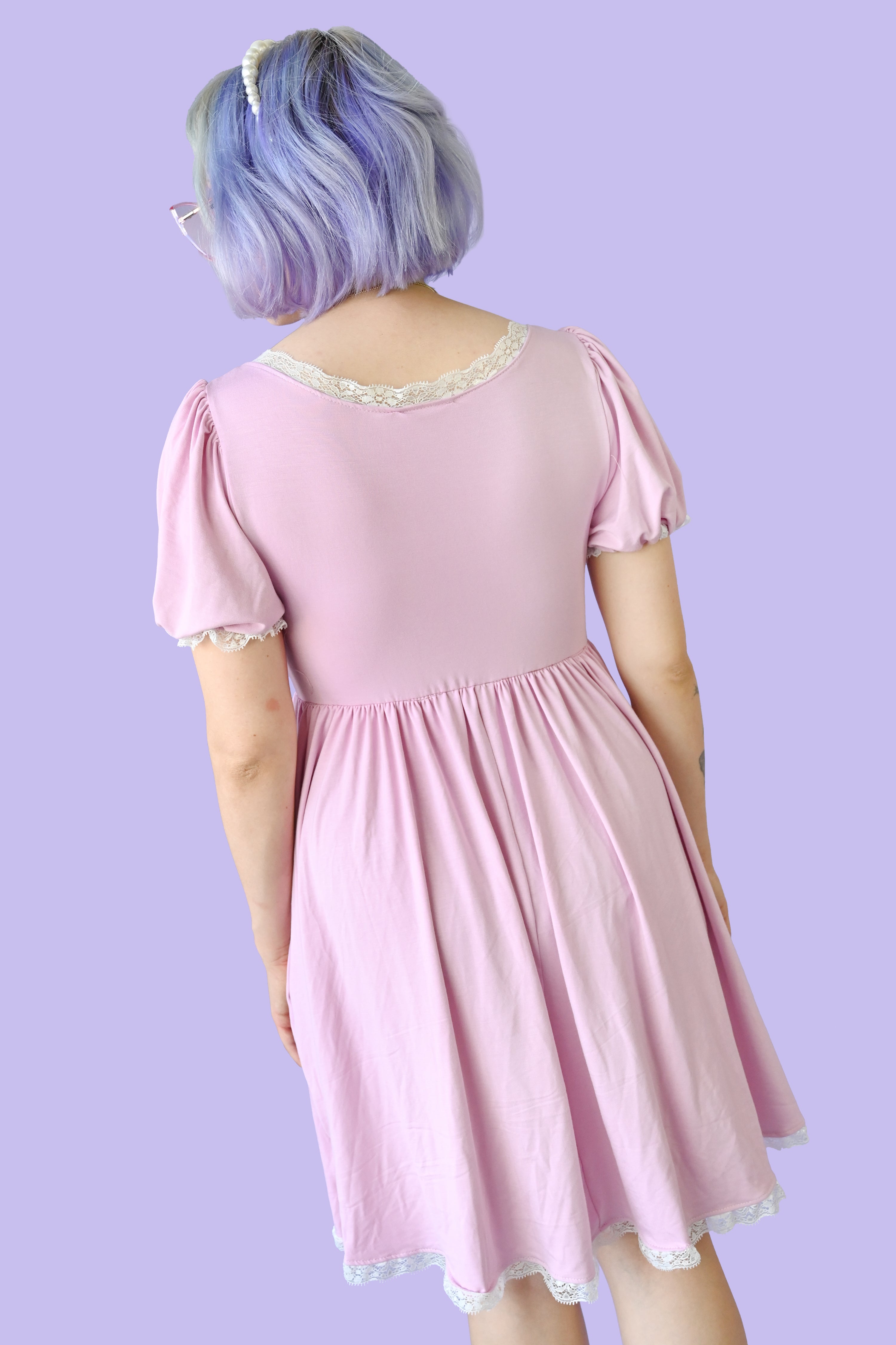 pink baby doll mini dress 