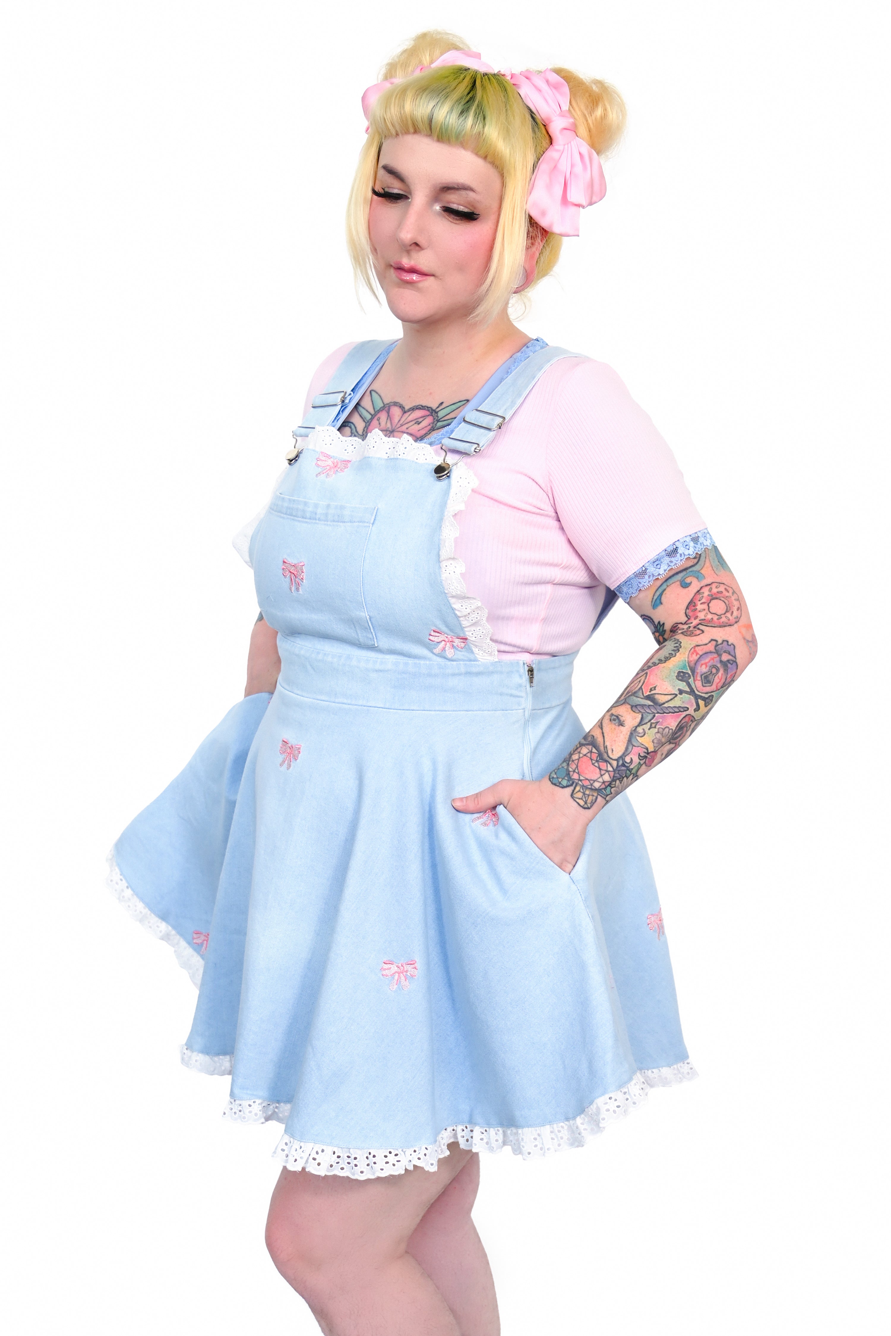 Jeanne Embroidered Denim Pinafore