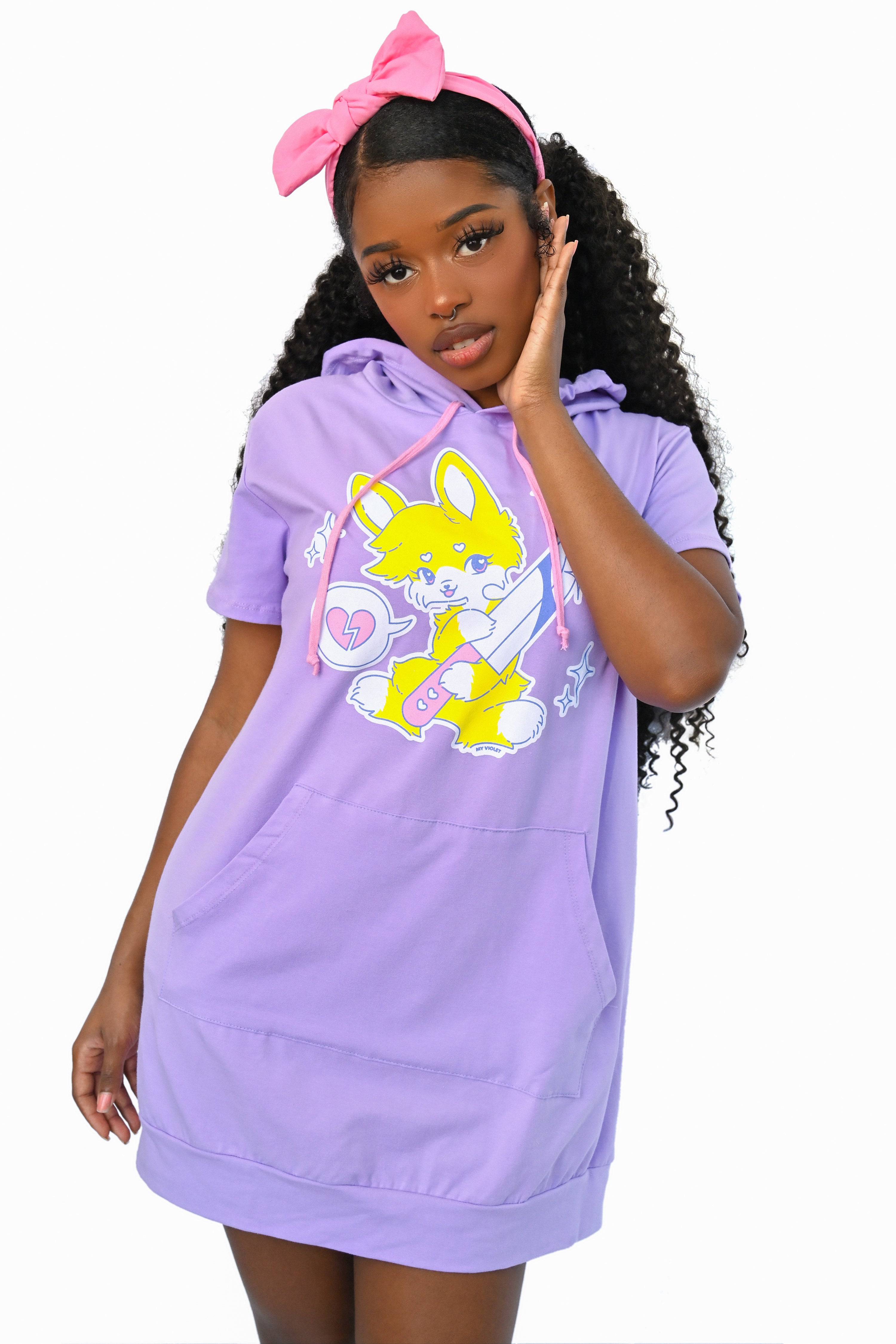 Heartbreaker Bunny Short Sleeve Hoodie -  EXTREME MARKDOWN