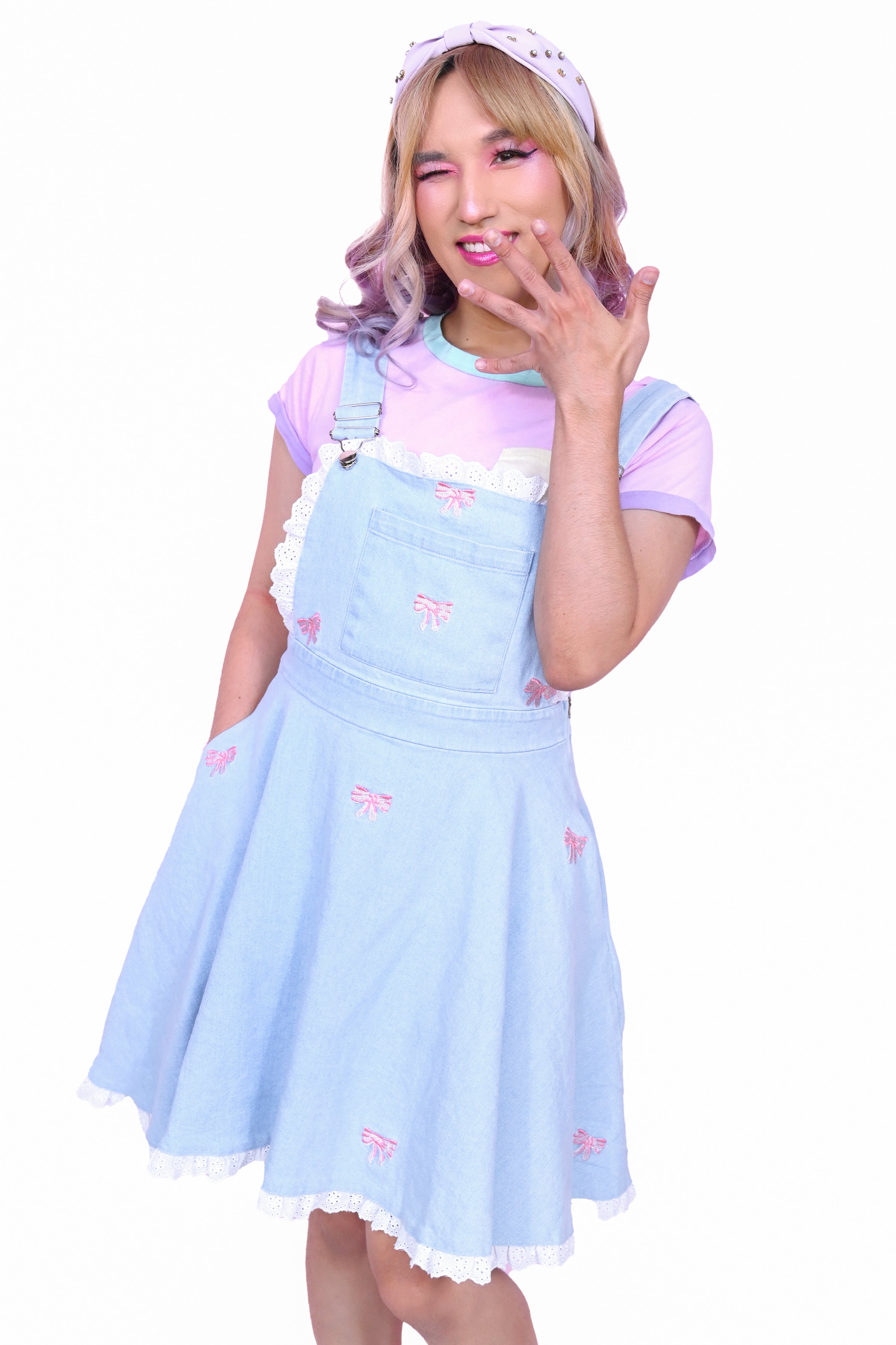 Jeanne Embroidered Denim Pinafore